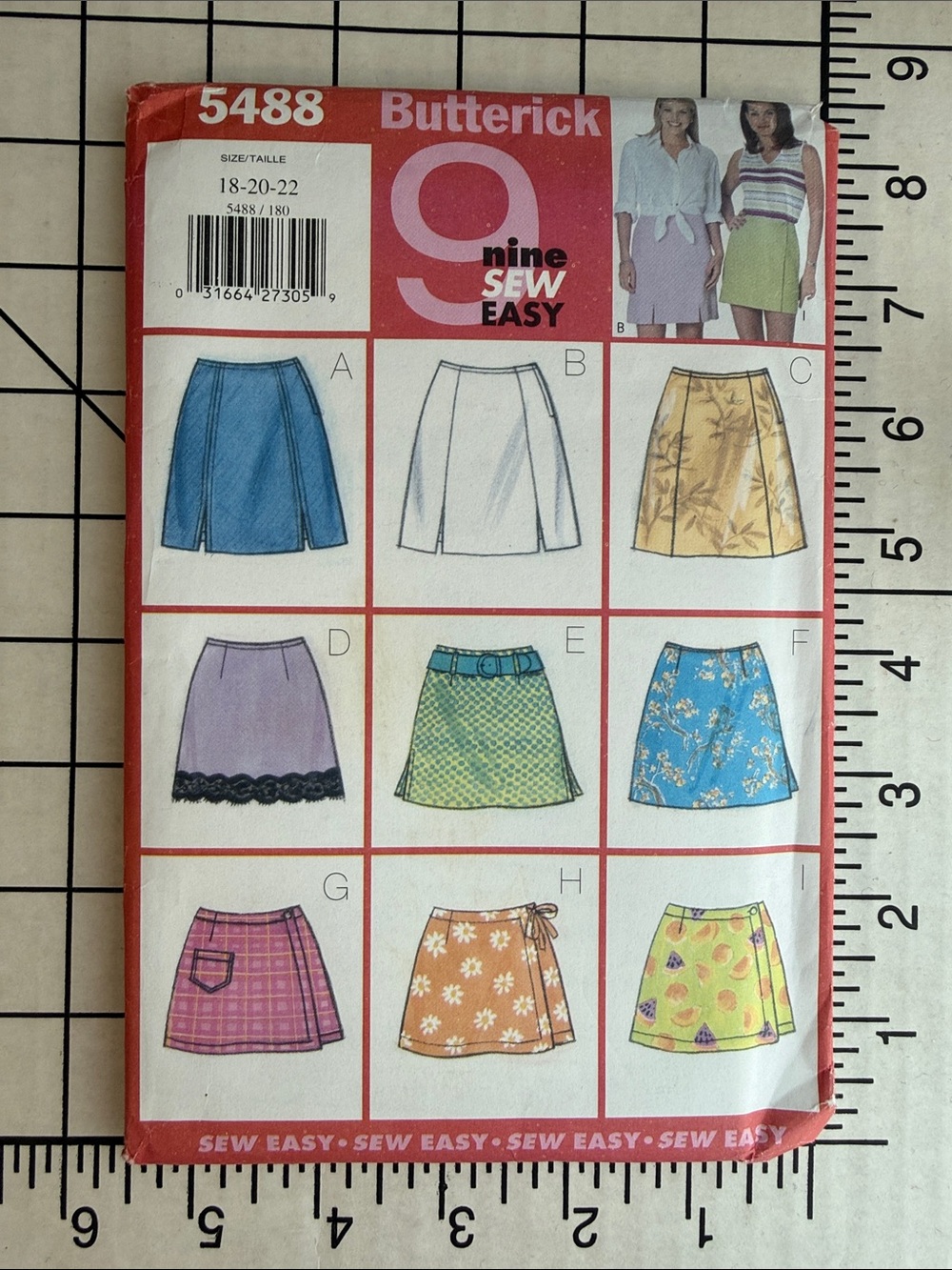 Butterick 5488 9 Sew Easy Skirt Skort Pattern Sz 18-20-22 Uncut Factory Folded